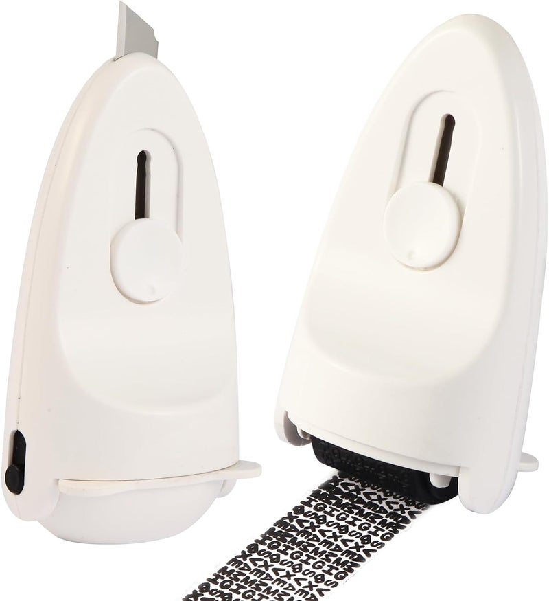 WEJOIN Identity Privacy Protection Roller Security Stamp 2-Pack - Guard Your ID with Adjustable Ink, Built-in Cutter & Flip Cover Design, Compact Security Tool for Document & Mail Privacy (White) - Image 1